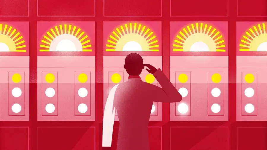Dirigeant perplexe face à un tableau de signaux d'alarme rouges - signaux d'alarme indiquant qu'un coach mindset entrepreneur est nécessaire pour débloquer la croissance