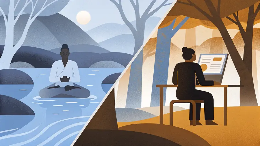 Illustration comparaison coaching spirituel et coaching classique - traiter les causes profondes vs les symptômes
